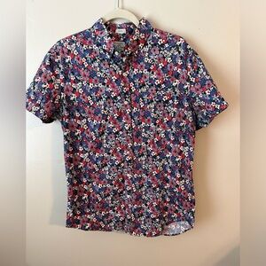 J Crew Mens Floral Short Sleeve Button Down - size M